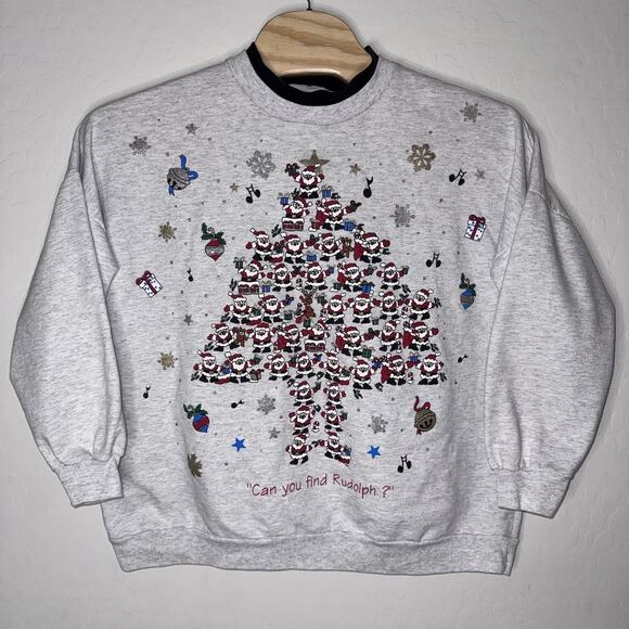 Nutcracker Christmas Tree Textured Print Crewneck Oversized Sweatshirt 24W - Picture 1 of 7